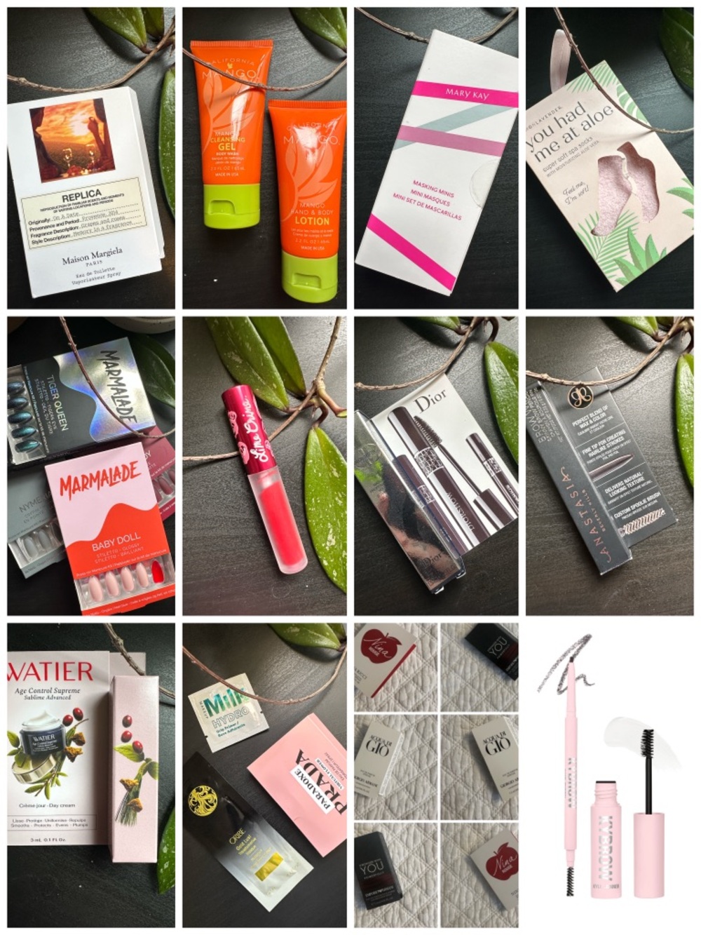 Beauty Bundle with NIB Kybrow Set in Ebony - Fragrance Samples, Lipstick, Etc.